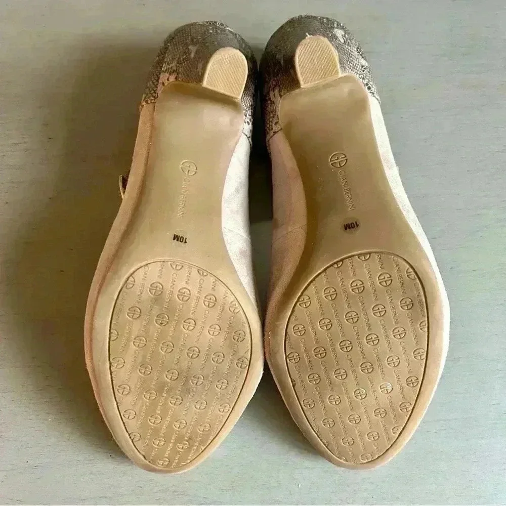 Giani Bernini Velmah Heels10 Tan Snake Print Memory Foam Neutral Dressy Pumps